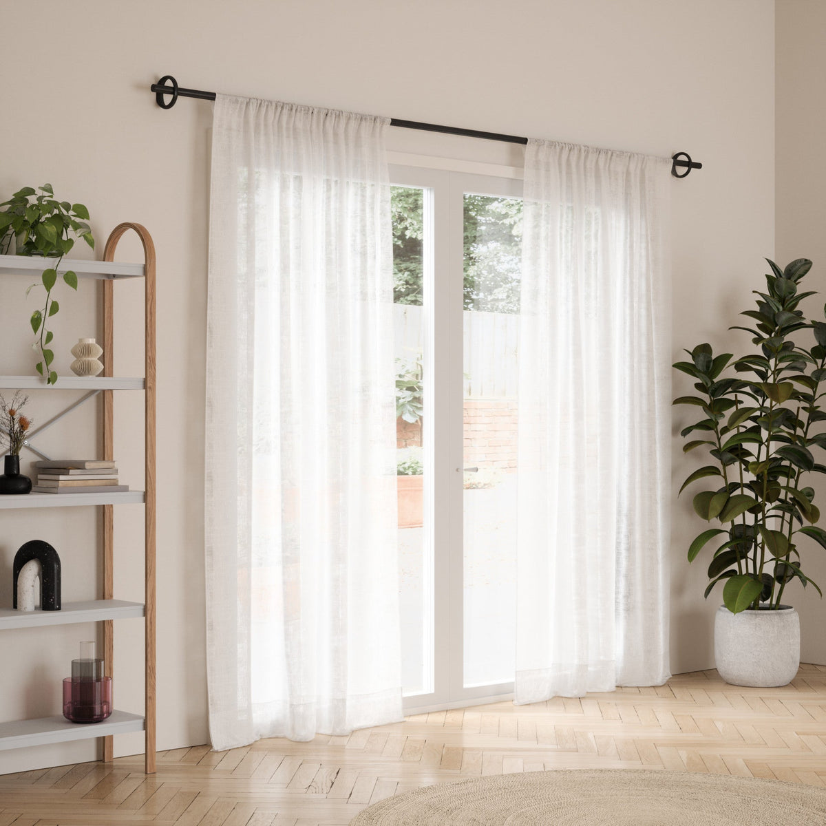 Ringlet Curtain Rod – Vintage Ringed Window Curtain Pole with Decorative Finials, Adjustable Heavy Duty Drapery Rod for Living Room & Bedroom