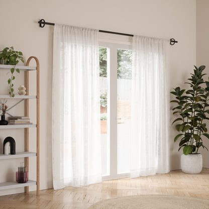Ringlet Curtain Rod – Vintage Ringed Window Curtain Pole with Decorative Finials, Adjustable Heavy Duty Drapery Rod for Living Room & Bedroom