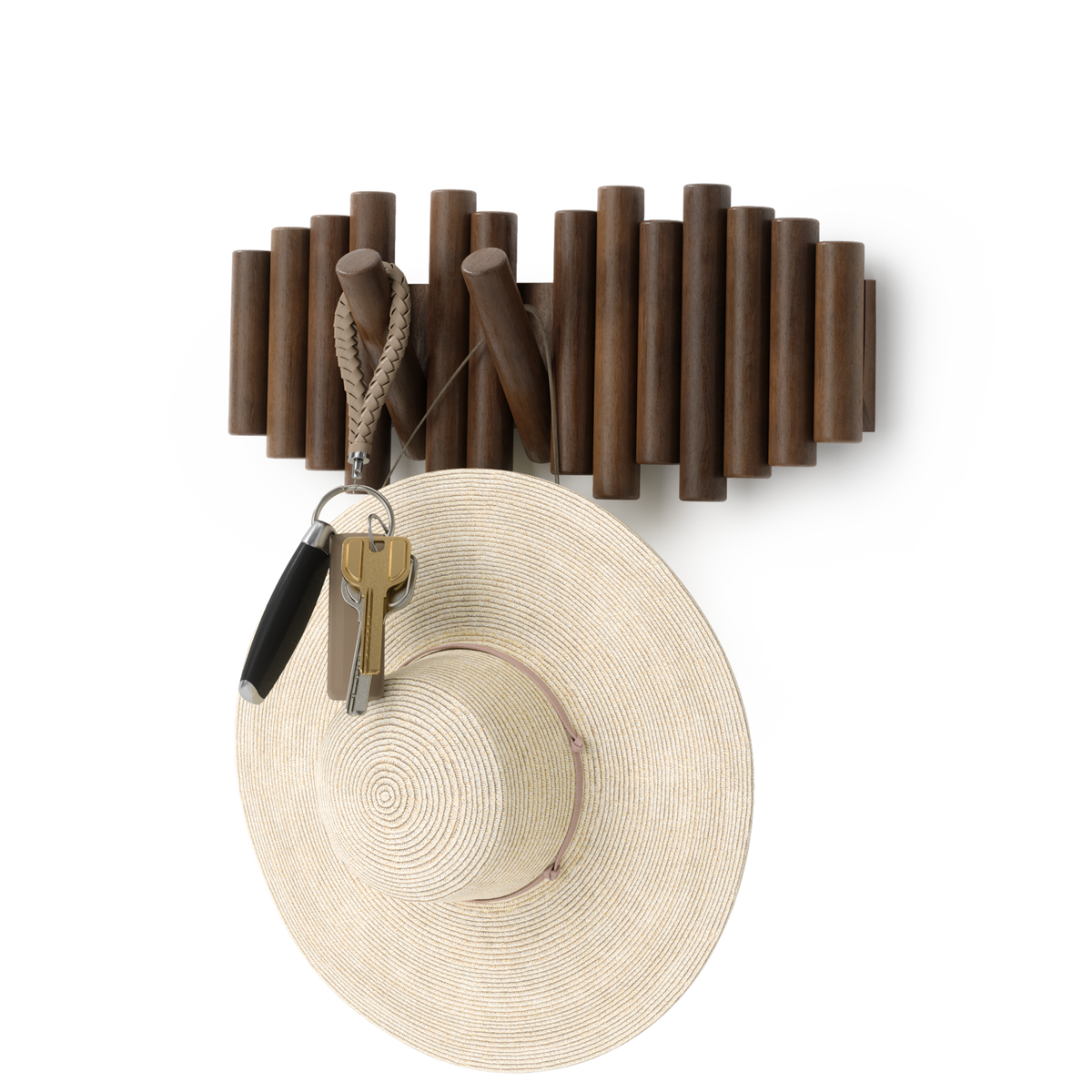 Farmhouse Picket Fence Coat Rack with 5 Hooks, Rustic White Wall-Mounted Hanger for Entryway, Mudroom & Cottage Decor