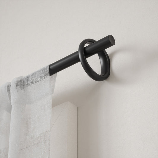 Ringlet Curtain Rod – Vintage Ringed Window Curtain Pole with Decorative Finials, Adjustable Heavy Duty Drapery Rod for Living Room & Bedroom