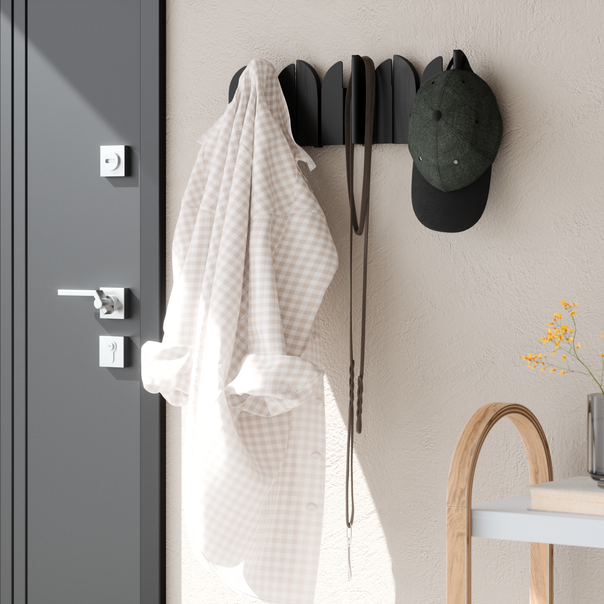 Rustic Western-Style Coat & Hat Rack, Vintage Cast Iron Wall Hooks for Entryway, Mudroom & Cabin