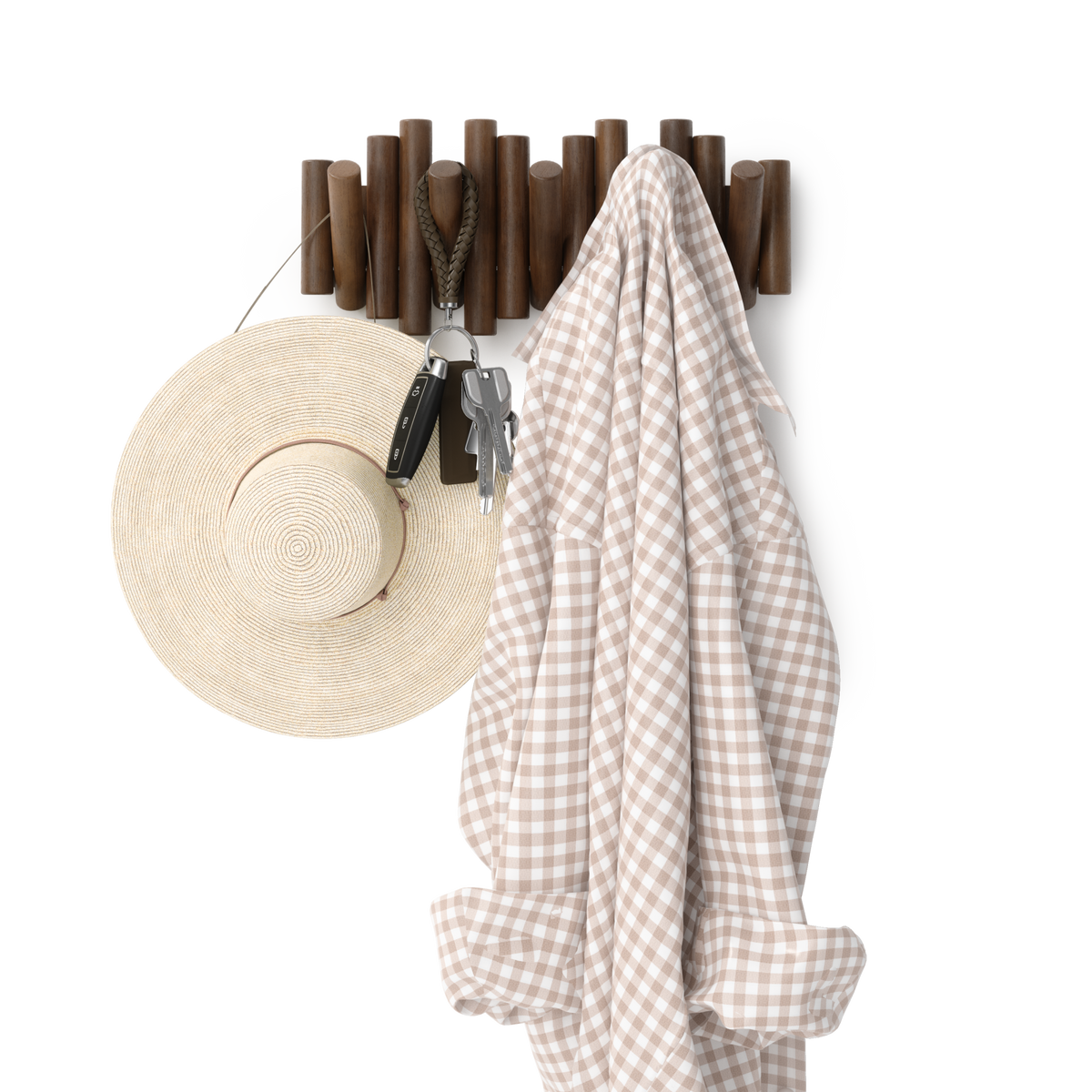 Farmhouse Picket Fence Coat Rack with 5 Hooks, Rustic White Wall-Mounted Hanger for Entryway, Mudroom & Cottage Decor
