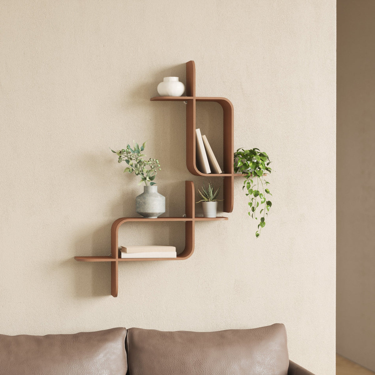 Montage Wall Shelf – Modular Hexagon Floating Shelves Set, Geometric Wall Display for Plants & Decor