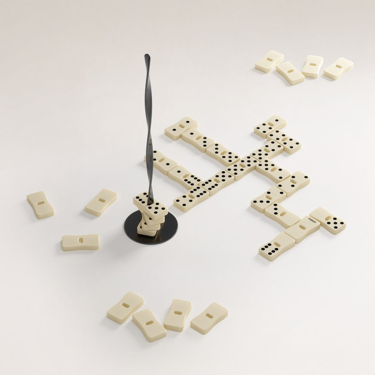 Dominos – Premium Wooden Domino Set with Spinning Tile Display, Classic Family Board Game