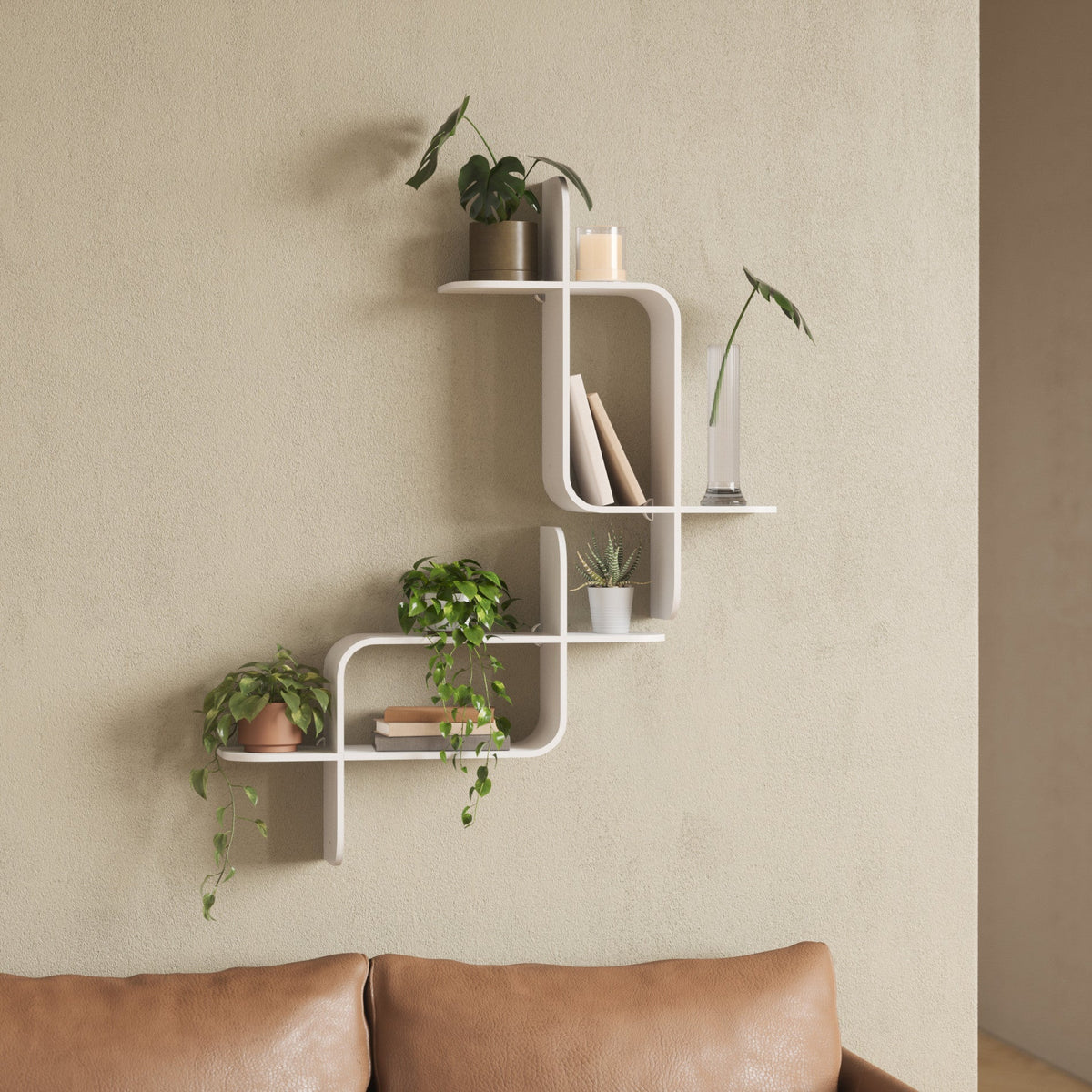 Montage Wall Shelf – Modular Hexagon Floating Shelves Set, Geometric Wall Display for Plants & Decor